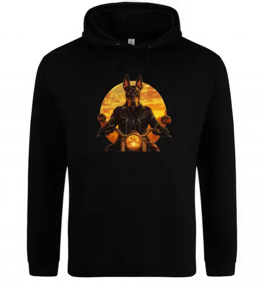 Жіноча толстовка (худі) Doberman biker Чорний фото