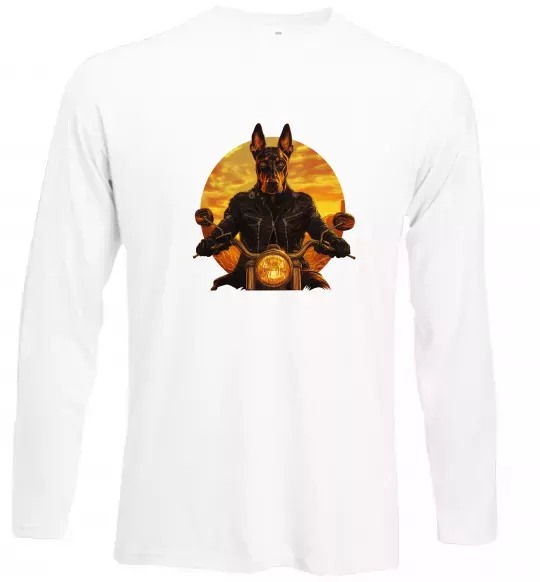 Лонгслів Doberman biker Білий фото