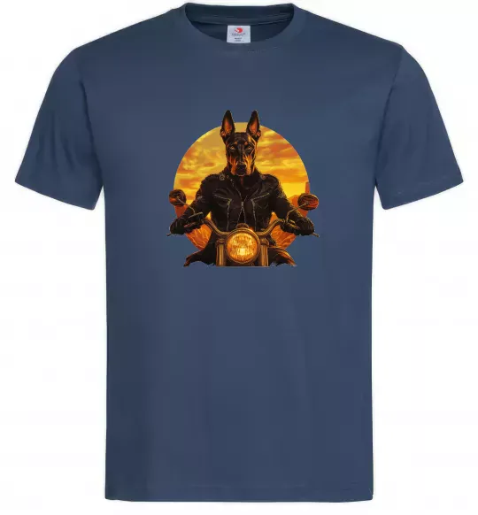 Мужская футболка Doberman biker Темно-синий фото