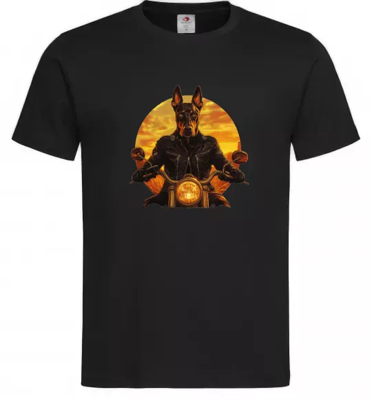 Мужская футболка Doberman biker Черный фото