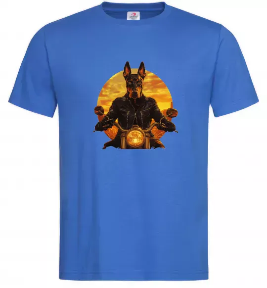 Мужская футболка Doberman biker Ярко-синий фото