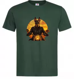 Мужская футболка Doberman biker Темно-зеленый фото