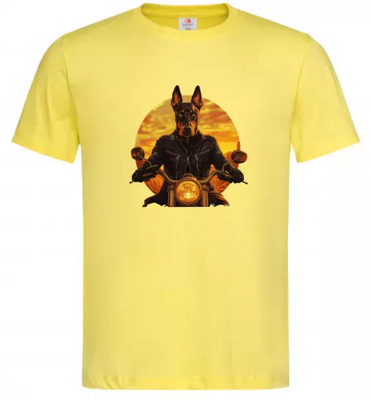 Мужская футболка Doberman biker Лимонный фото