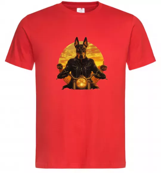 Мужская футболка Doberman biker Красный фото