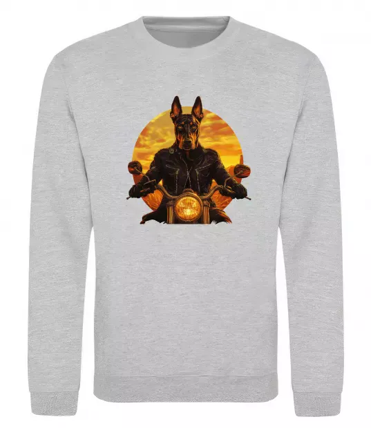 Свитшот Doberman biker Серый меланж фото