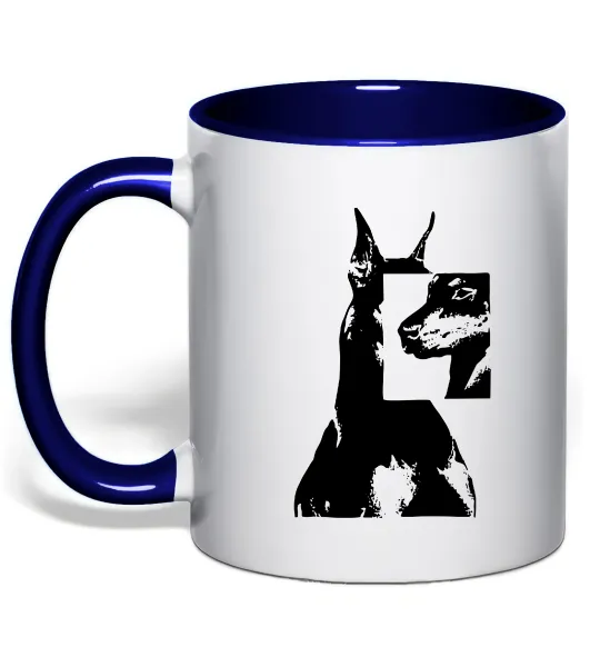 Чашка с цветной ручкой Doberman art Глубокий темно-синий фото