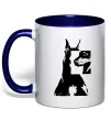 Чашка с цветной ручкой Doberman art Глубокий темно-синий фото