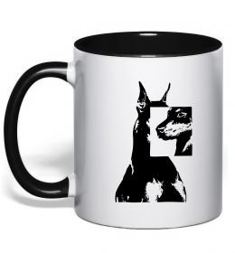 Чашка с цветной ручкой Doberman art