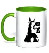 Чашка с цветной ручкой Doberman art Зеленый фото
