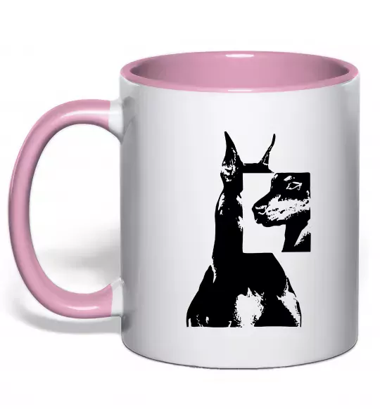 Чашка с цветной ручкой Doberman art Нежно розовый фото