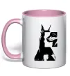 Чашка с цветной ручкой Doberman art Нежно розовый фото