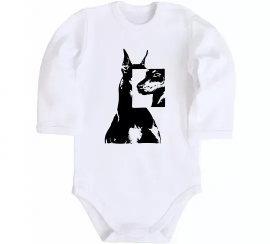 Дитячий бодік Doberman art Білий фото