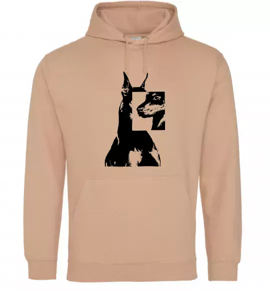 Мужская толстовка (худи) Doberman art Песочный фото