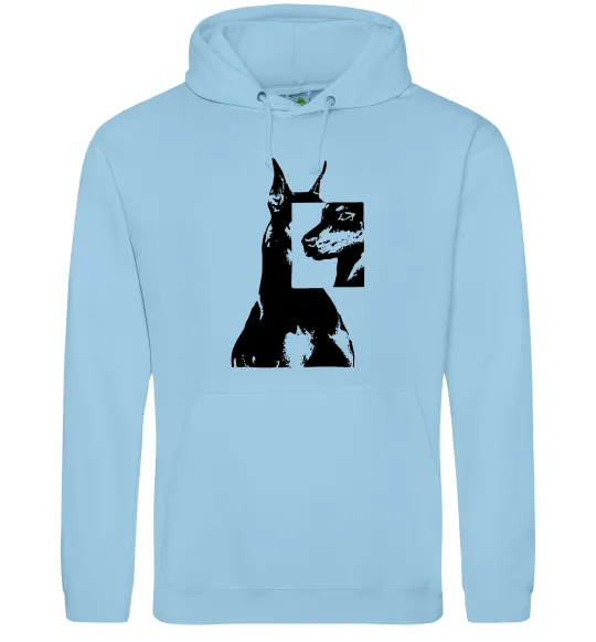 Мужская толстовка (худи) Doberman art Голубой фото