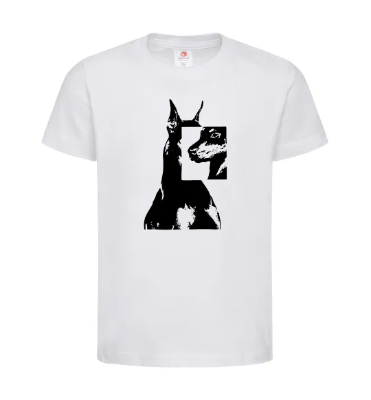 Дитяча футболка Doberman art Білий фото