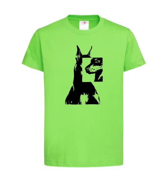 Дитяча футболка Doberman art Лаймовий фото