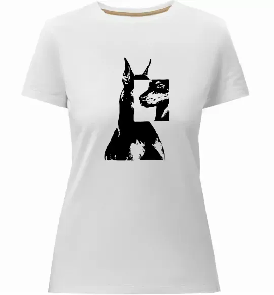 Женская премиум футболка Doberman art Белый фото