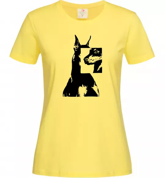 Женская футболка Doberman art Лимонный фото