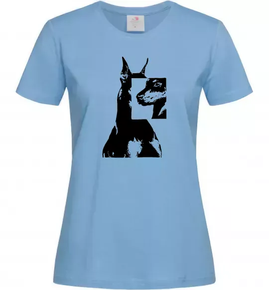 Женская футболка Doberman art Голубой фото