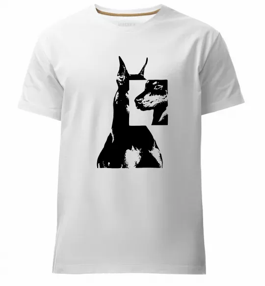 Мужская премиум футболка Doberman art Белый фото