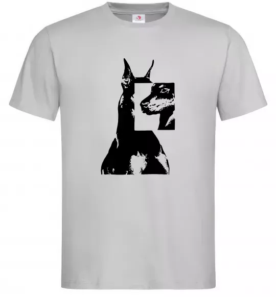 Чоловіча футболка Doberman art Сірий фото