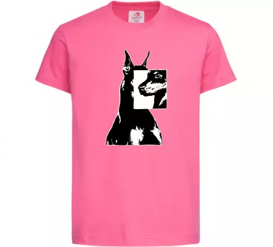 Детская футболка Doberman art Ярко-розовый фото