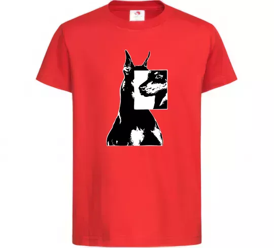 Детская футболка Doberman art Красный фото