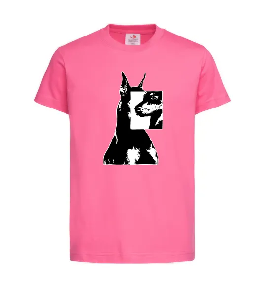 Дитяча футболка Doberman art Яскраво-рожевий фото