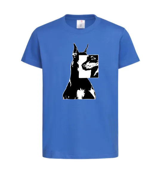 Дитяча футболка Doberman art Яскраво-синій фото