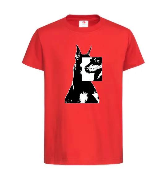 Дитяча футболка Doberman art Червоний фото