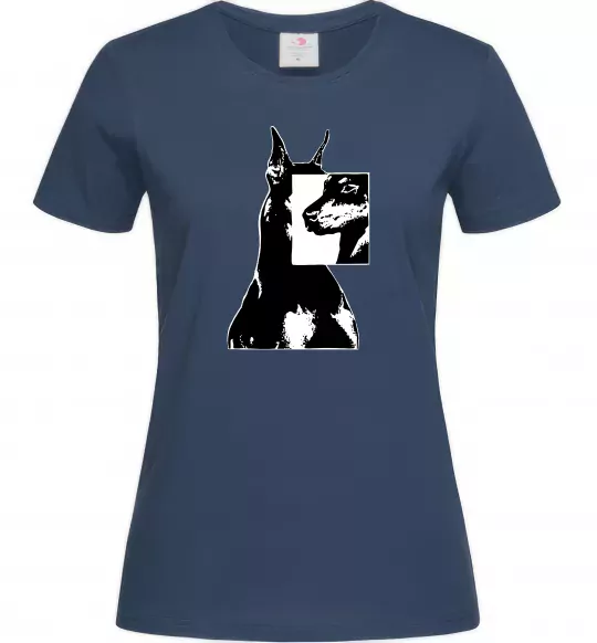 Женская футболка Doberman art Темно-синий фото