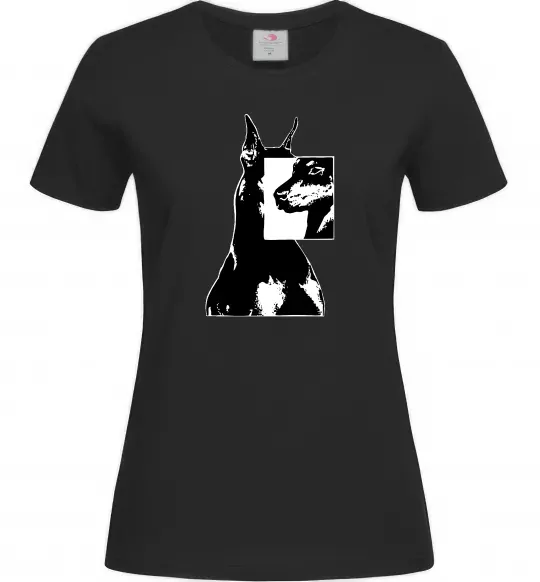 Женская футболка Doberman art Черный фото