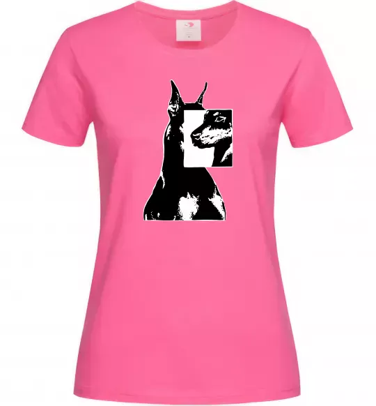 Женская футболка Doberman art Ярко-розовый фото
