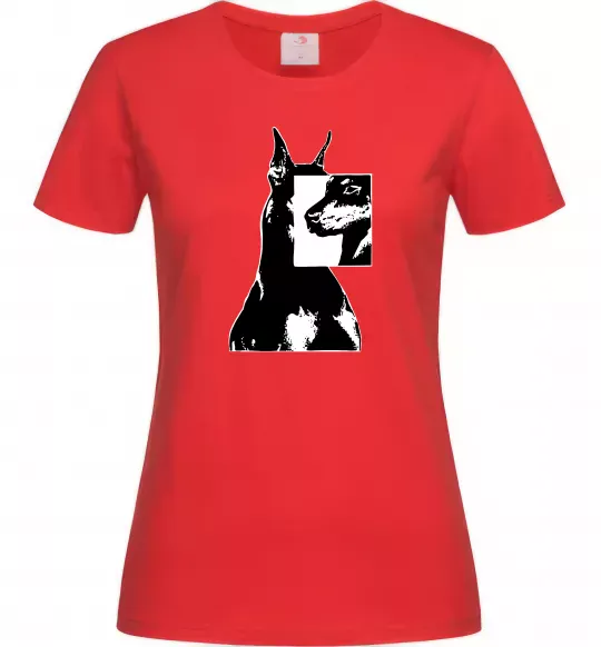 Женская футболка Doberman art Красный фото