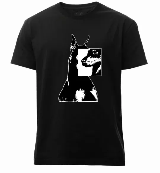 Мужская премиум футболка Doberman art Черный фото