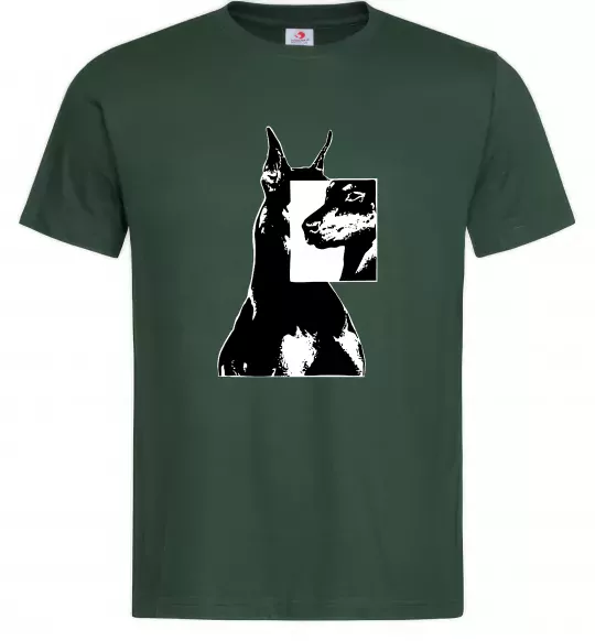 Чоловіча футболка Doberman art Темно-зелений фото