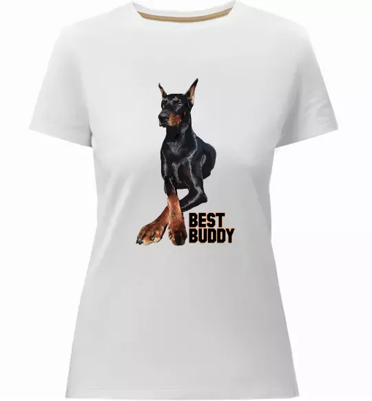 Женская премиум футболка Best buddy Белый фото