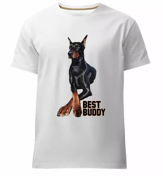 Чоловіча преміум футболка Best buddy Білий фото