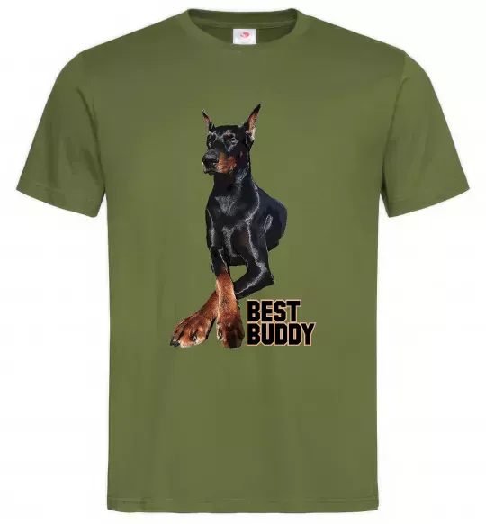 Мужская футболка Best buddy Оливковый фото