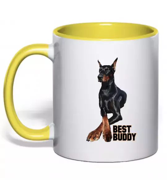 Чашка с цветной ручкой Best buddy Солнечно желтый фото