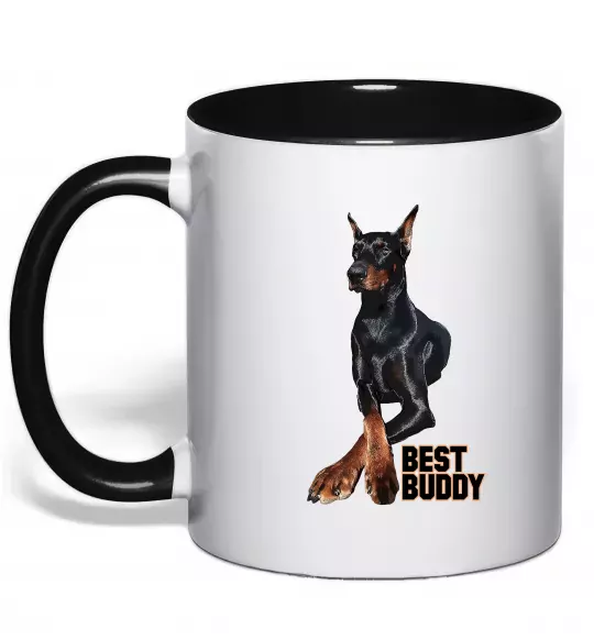 Чашка с цветной ручкой Best buddy Черный фото