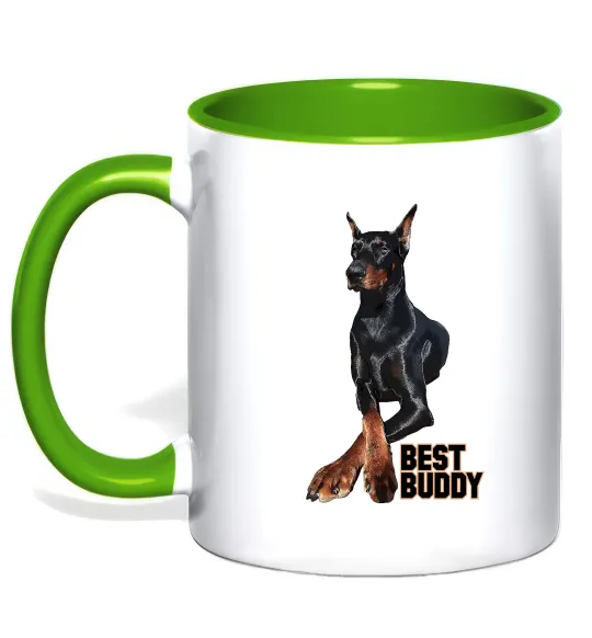 Чашка с цветной ручкой Best buddy Лаймовый фото