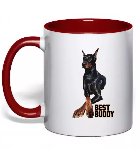 Чашка с цветной ручкой Best buddy Красный фото
