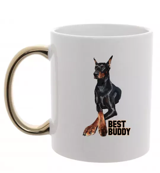 Чашка с цветной ручкой Best buddy Золото фото