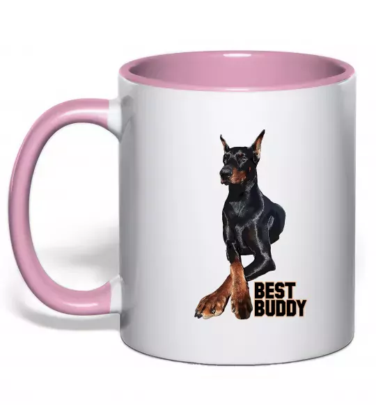 Чашка с цветной ручкой Best buddy Нежно розовый фото