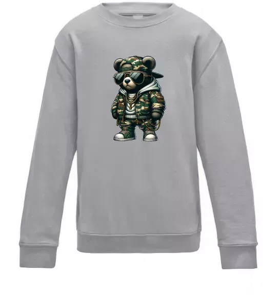 Детский Свитшот Ведмедик в камуфляжі Серый меланж фото