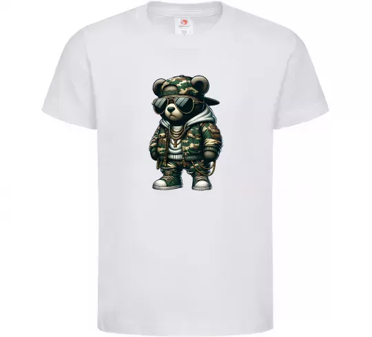 Дитяча футболка Ведмедик в камуфляжі Білий фото