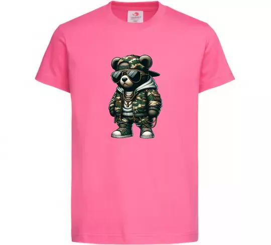 Дитяча футболка Ведмедик в камуфляжі Яскраво-рожевий фото