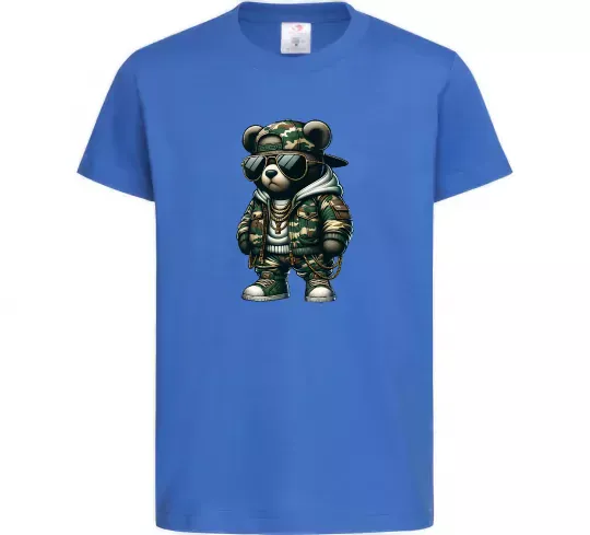 Дитяча футболка Ведмедик в камуфляжі Яскраво-синій фото
