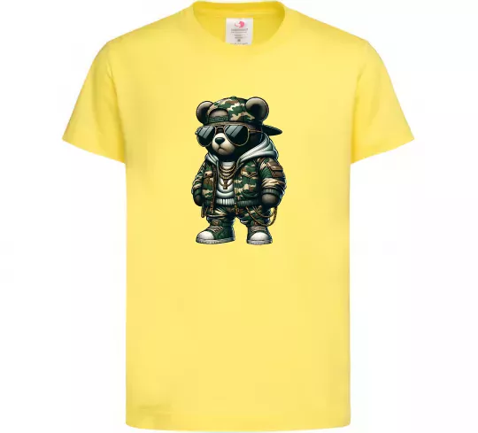 Дитяча футболка Ведмедик в камуфляжі Лимонний фото
